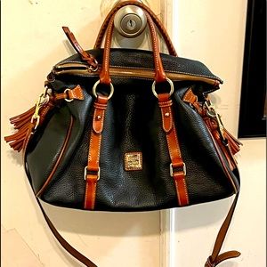 Dooney & Bourke Satchel Crossbody, Large, brown and black, red inside
